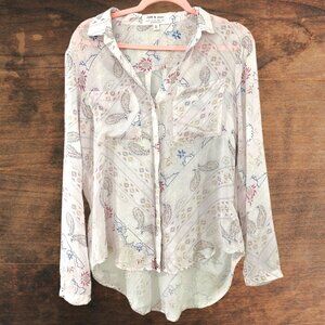 Anthropologie Cloth & Stone Tavari Floral Paisley Button-Up Top | Size Small